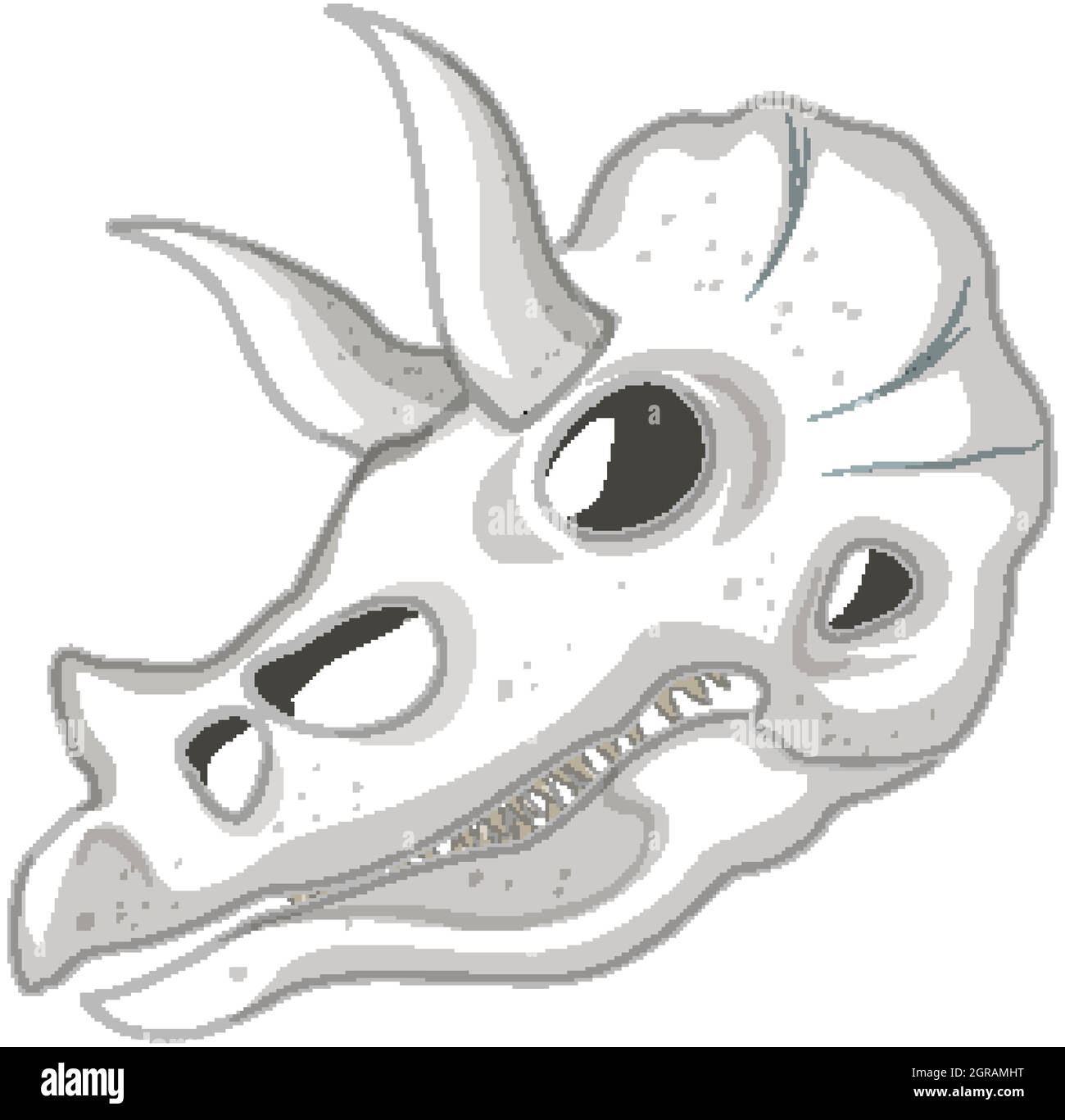 Squelette de tricératops sur fond blanc Illustration de Vecteur