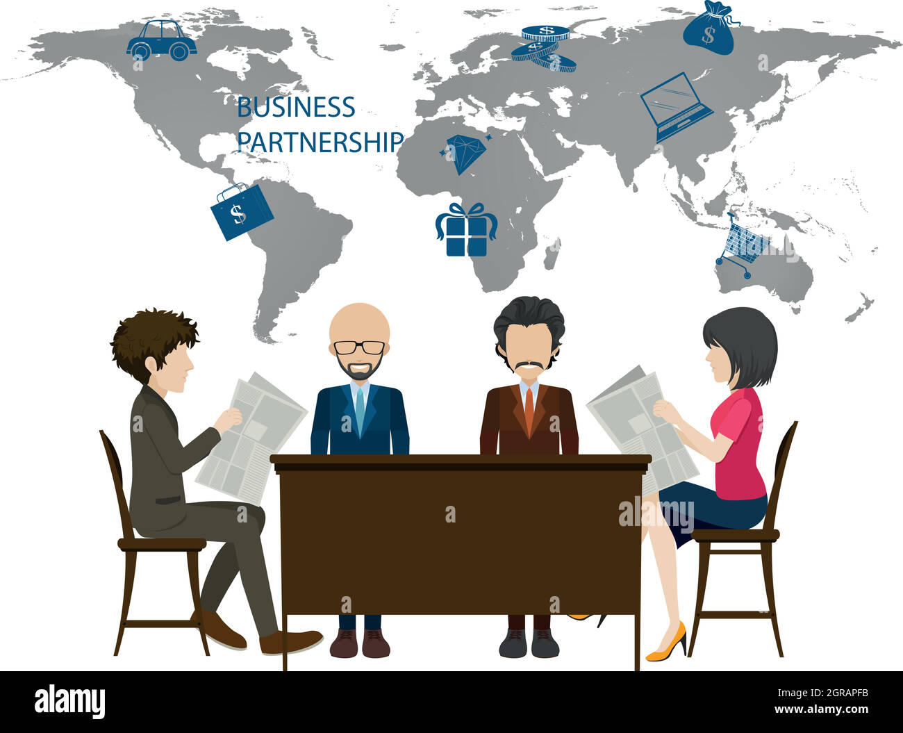 Infographie avec worldmap et professionnels Illustration de Vecteur