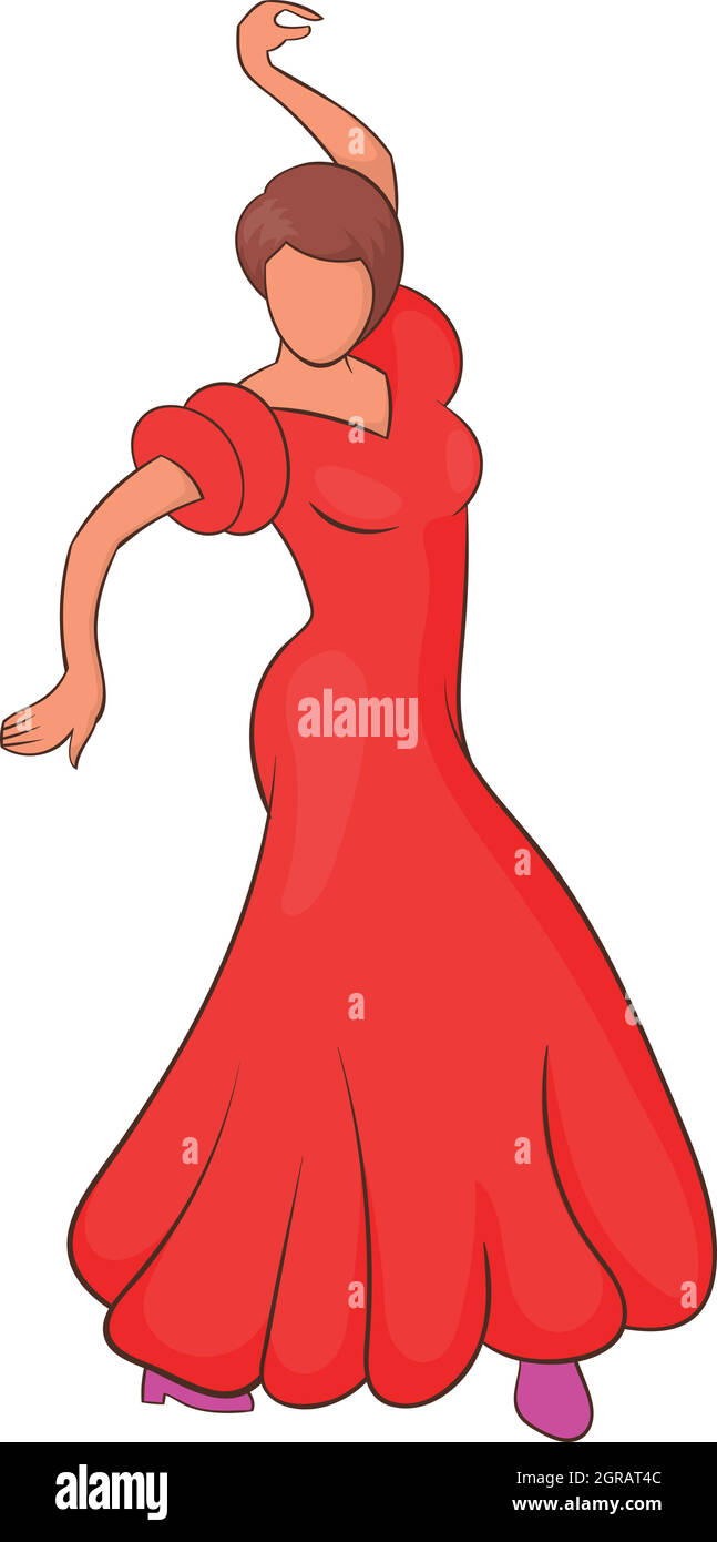 L'icône de danseuse de flamenco, style cartoon Illustration de Vecteur