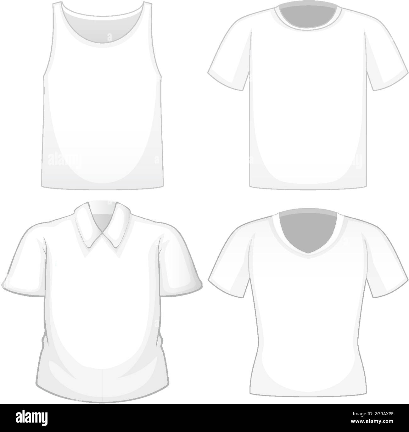 Ensemble de différentes chemises blanches isolées sur fond blanc Illustration de Vecteur