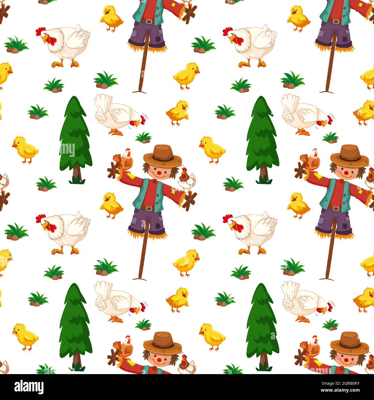 Motif sans couture pour groupe d'animaux de ferme Illustration de Vecteur