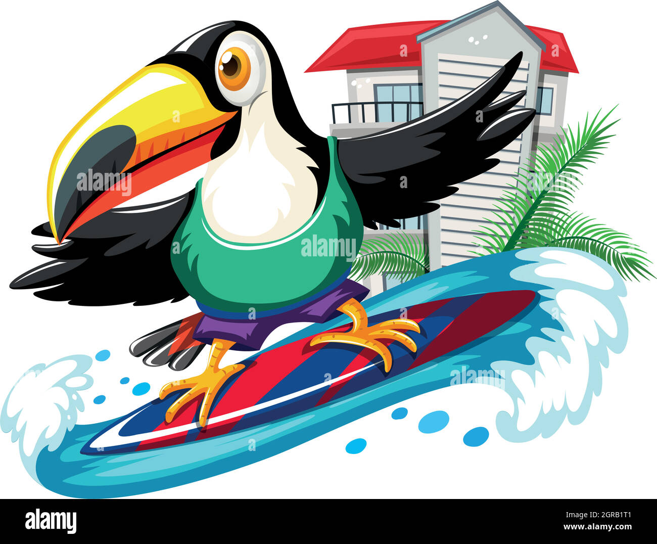 Toucan surf dans la mer Illustration de Vecteur
