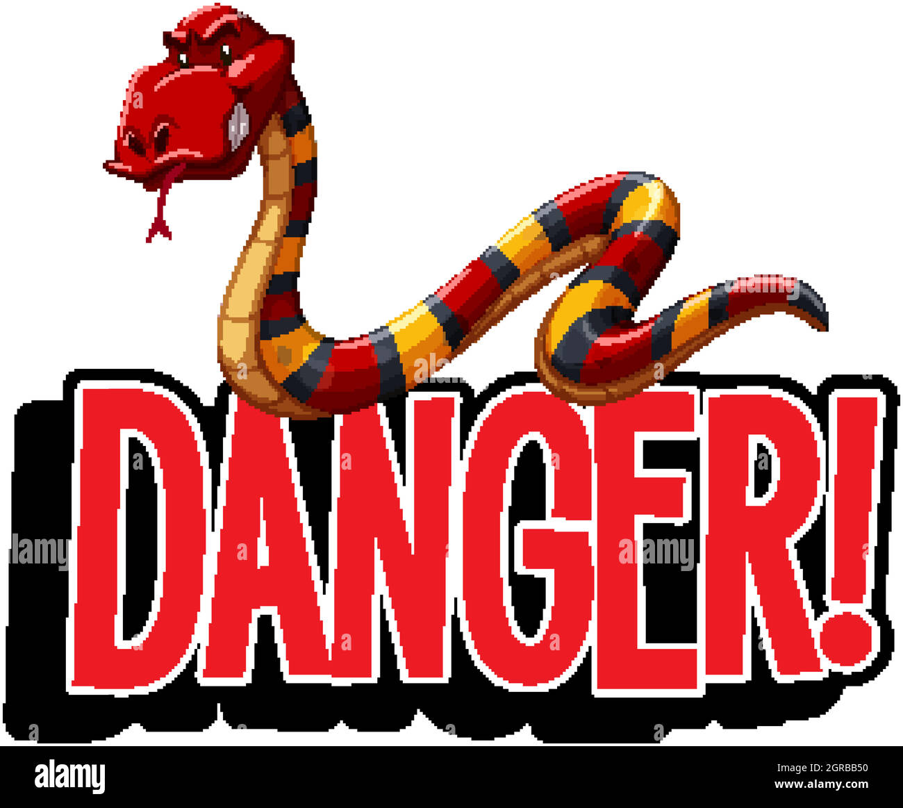 Police de caractères pour le mot danger avec serpent sauvage Illustration de Vecteur
