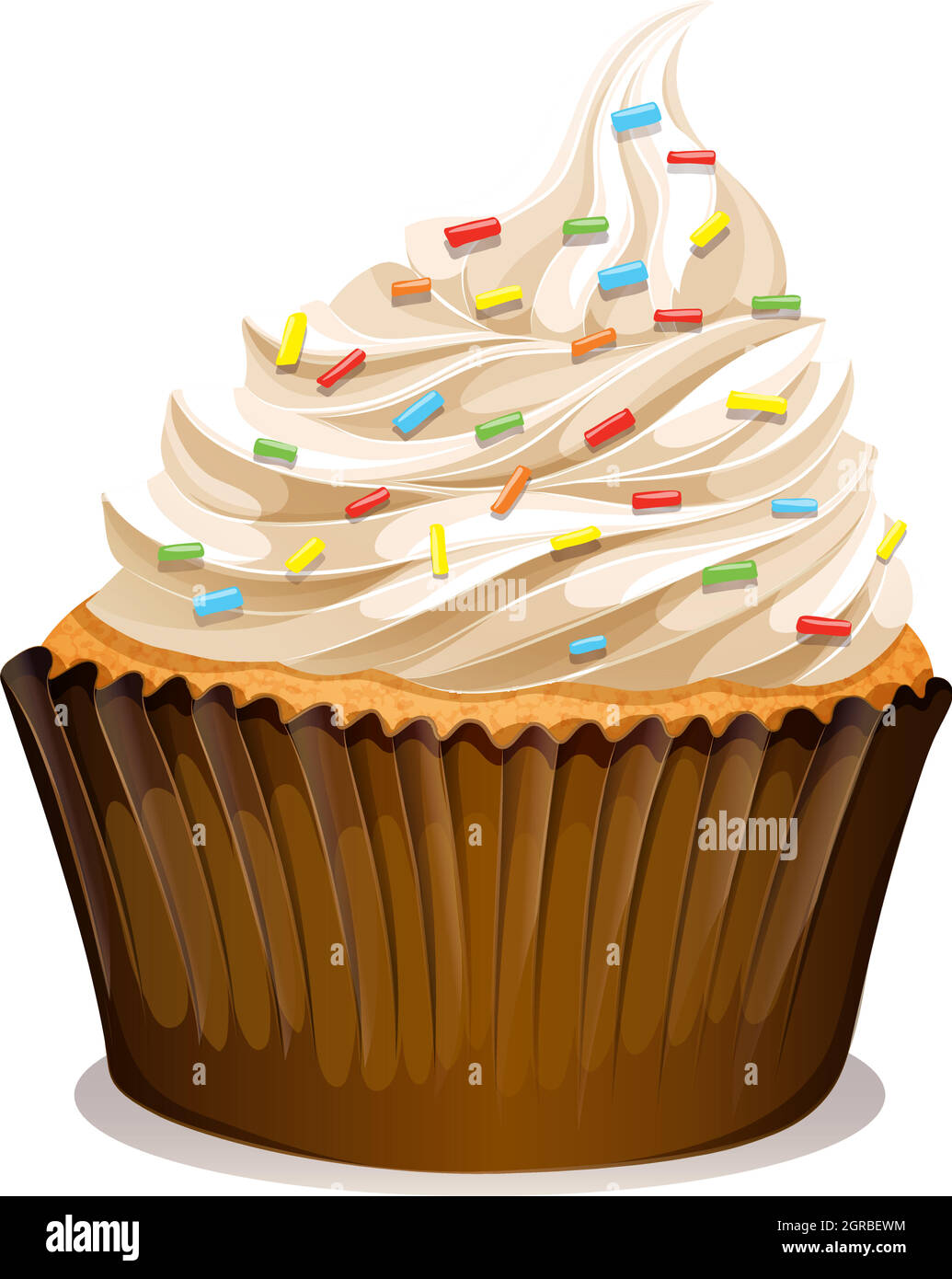 Cupcake avec crème et garnitures Illustration de Vecteur