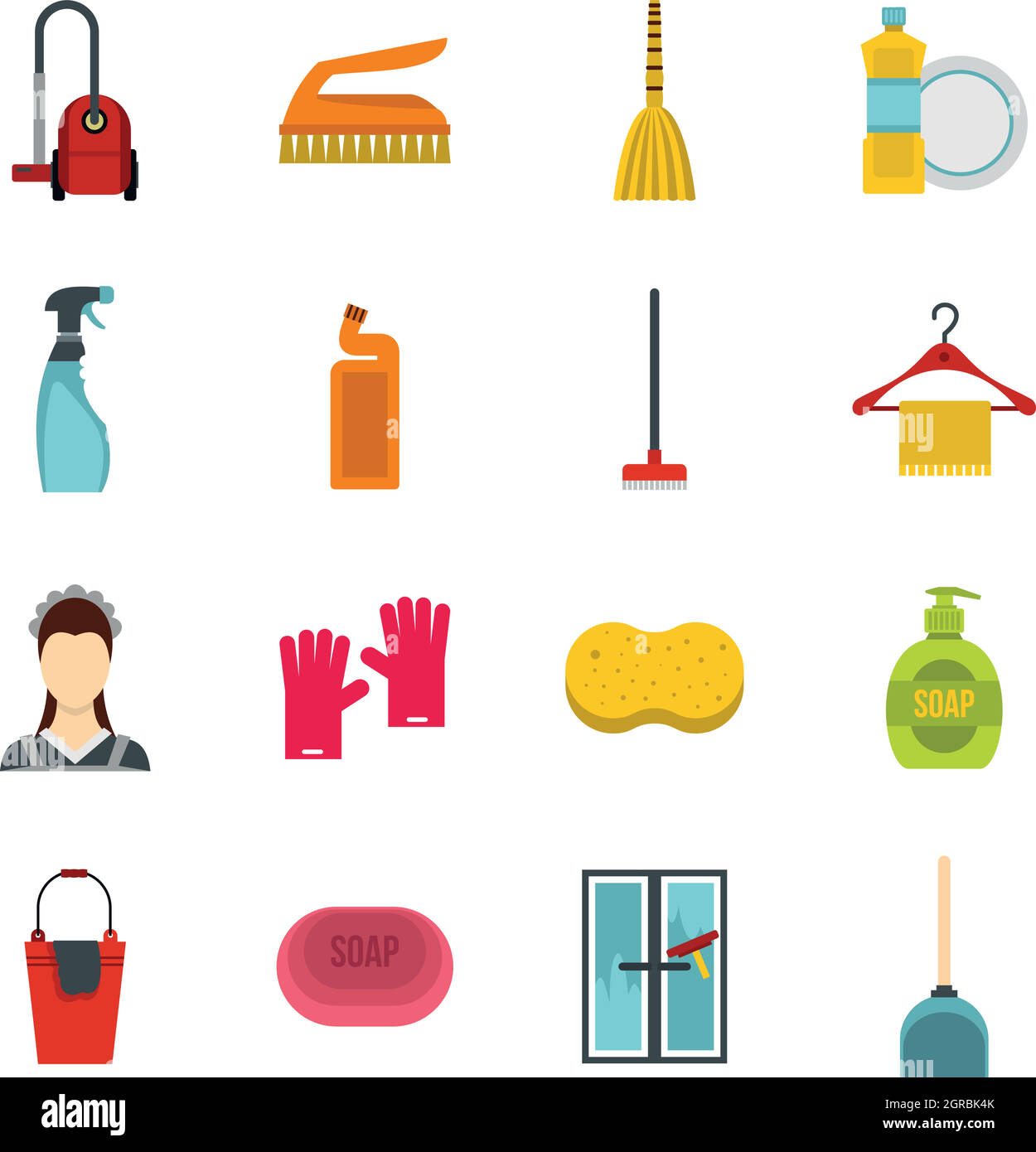 Nettoyage maison style icons set, télévision Illustration de Vecteur