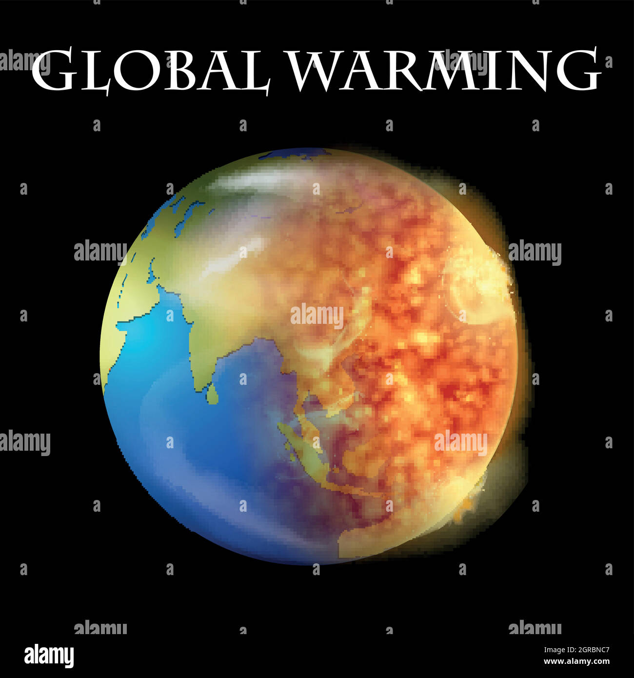 Thème du réchauffement climatique avec la terre sur le feu Illustration de Vecteur