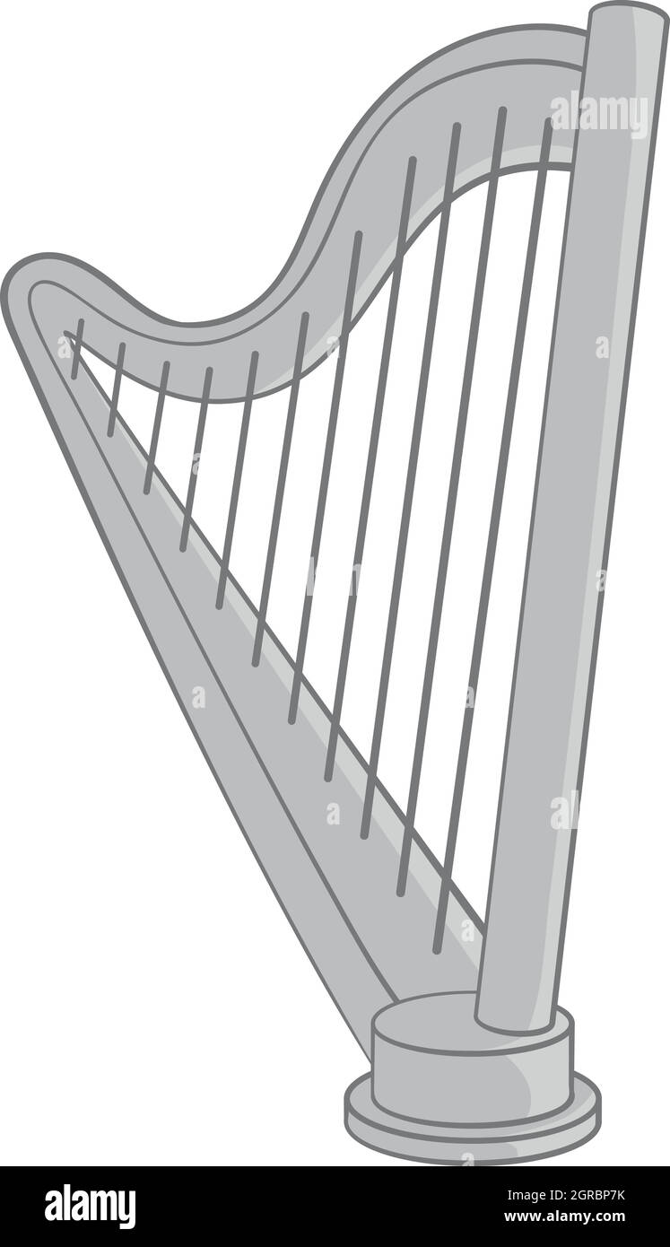 L'icône de harpe, style monochrome noir Illustration de Vecteur