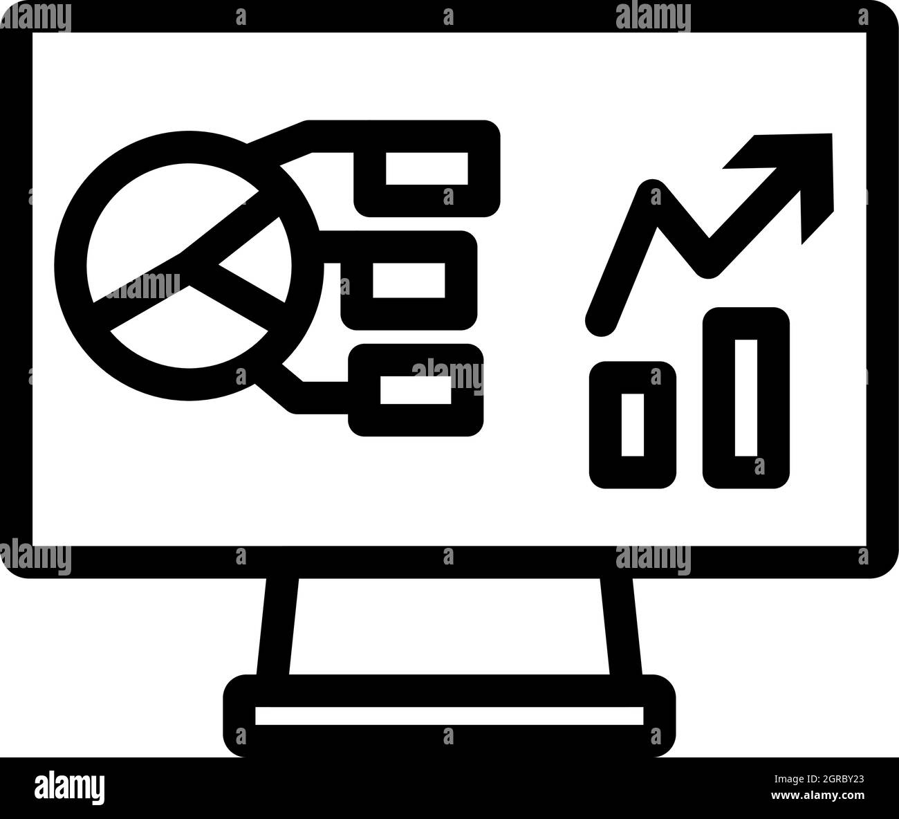 Icône moniteur avec diagramme analytique Illustration de Vecteur