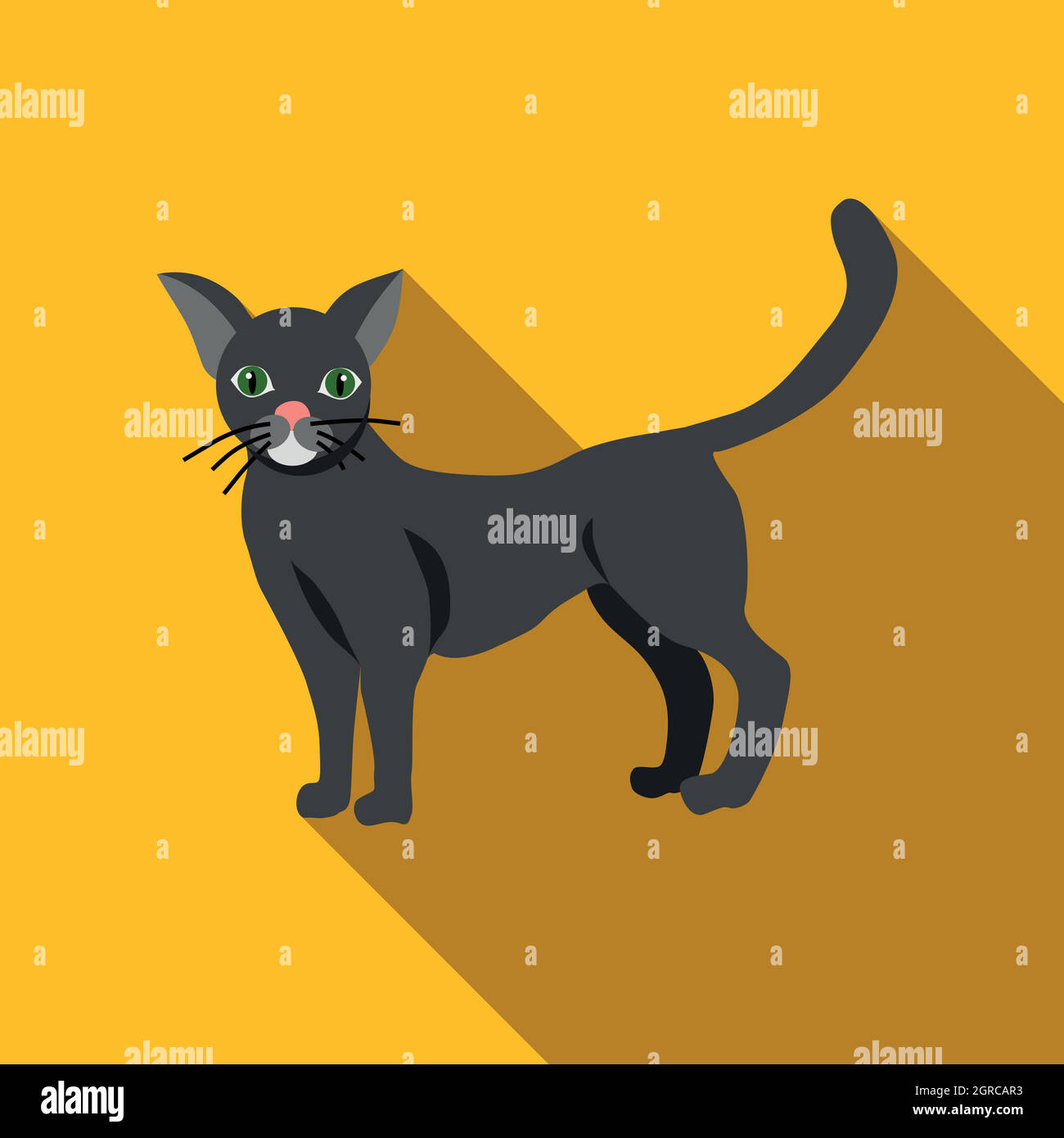 Chat noir Halloween, icône de style plat Illustration de Vecteur