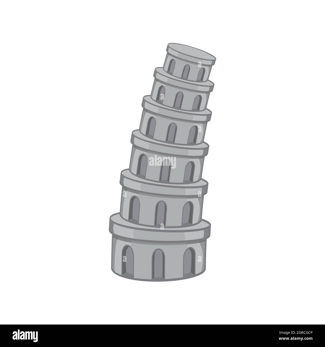 La tour penchée de Pise, l'icône de style monochrome noir Illustration de Vecteur