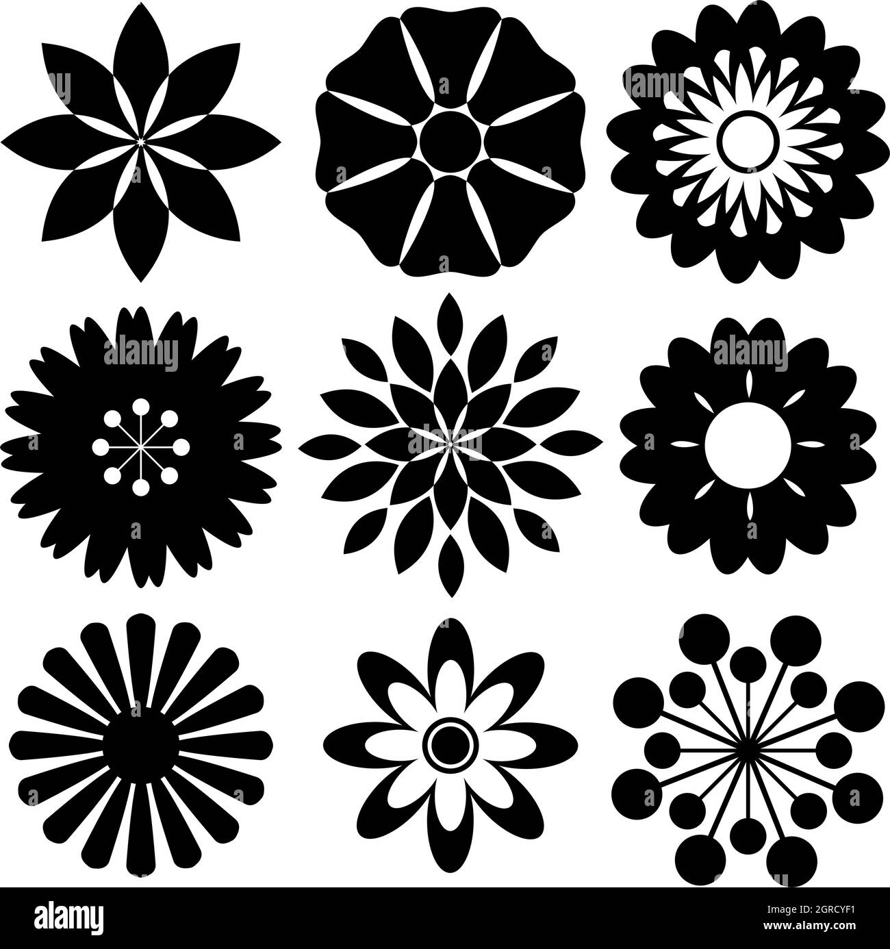 Modèles à motif floral noir Illustration de Vecteur