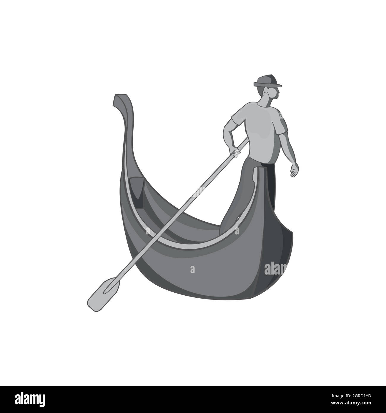 Gondole et gondolier, icône style monochrome noir Illustration de Vecteur