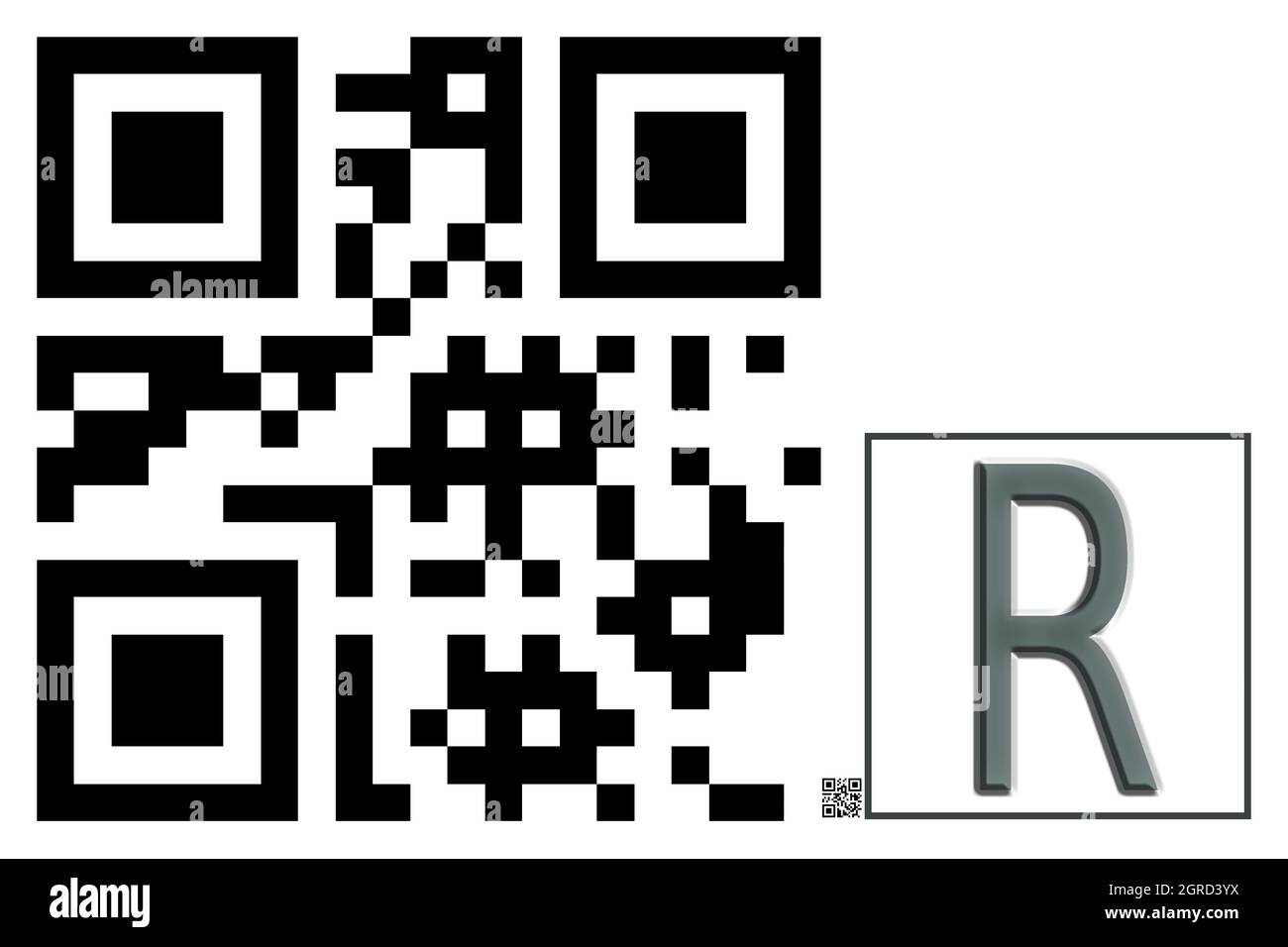 Monogramme du caractère majuscule R , code QR Banque D'Images
