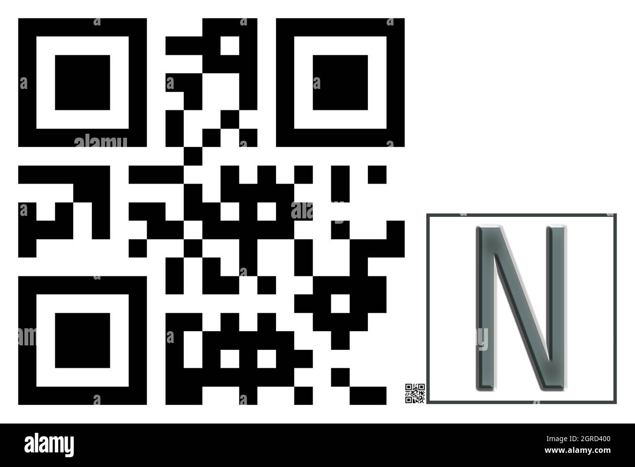 Monogramme de caractère majuscule N , code QR Banque D'Images
