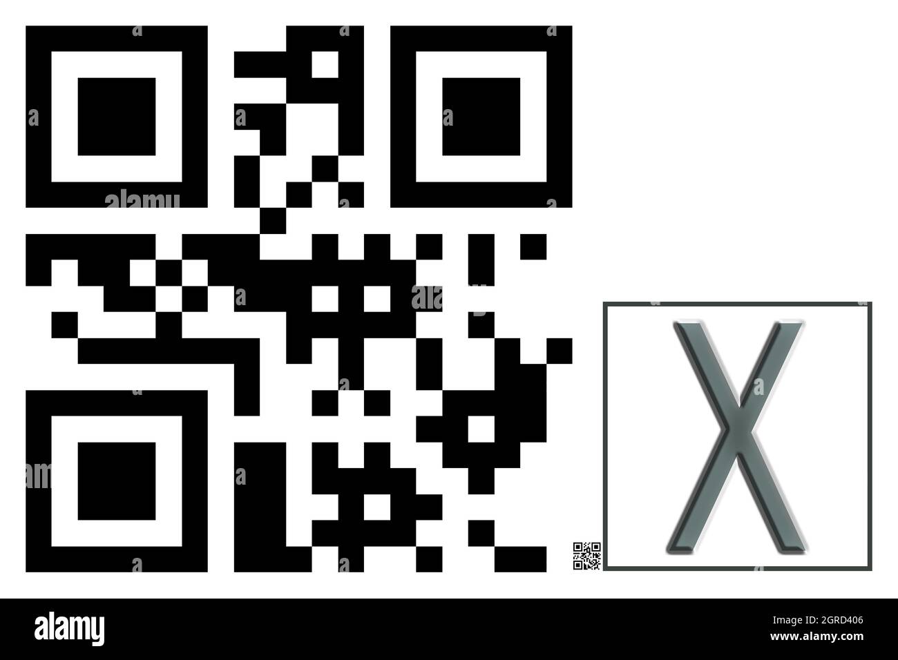 Monogramme du caractère majuscule X , code QR Banque D'Images