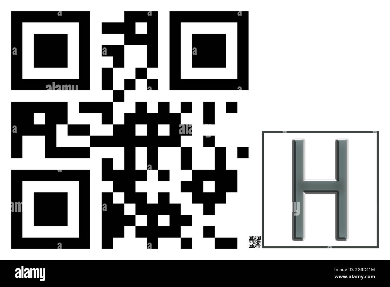 Monogramme du caractère majuscule H , code QR Banque D'Images