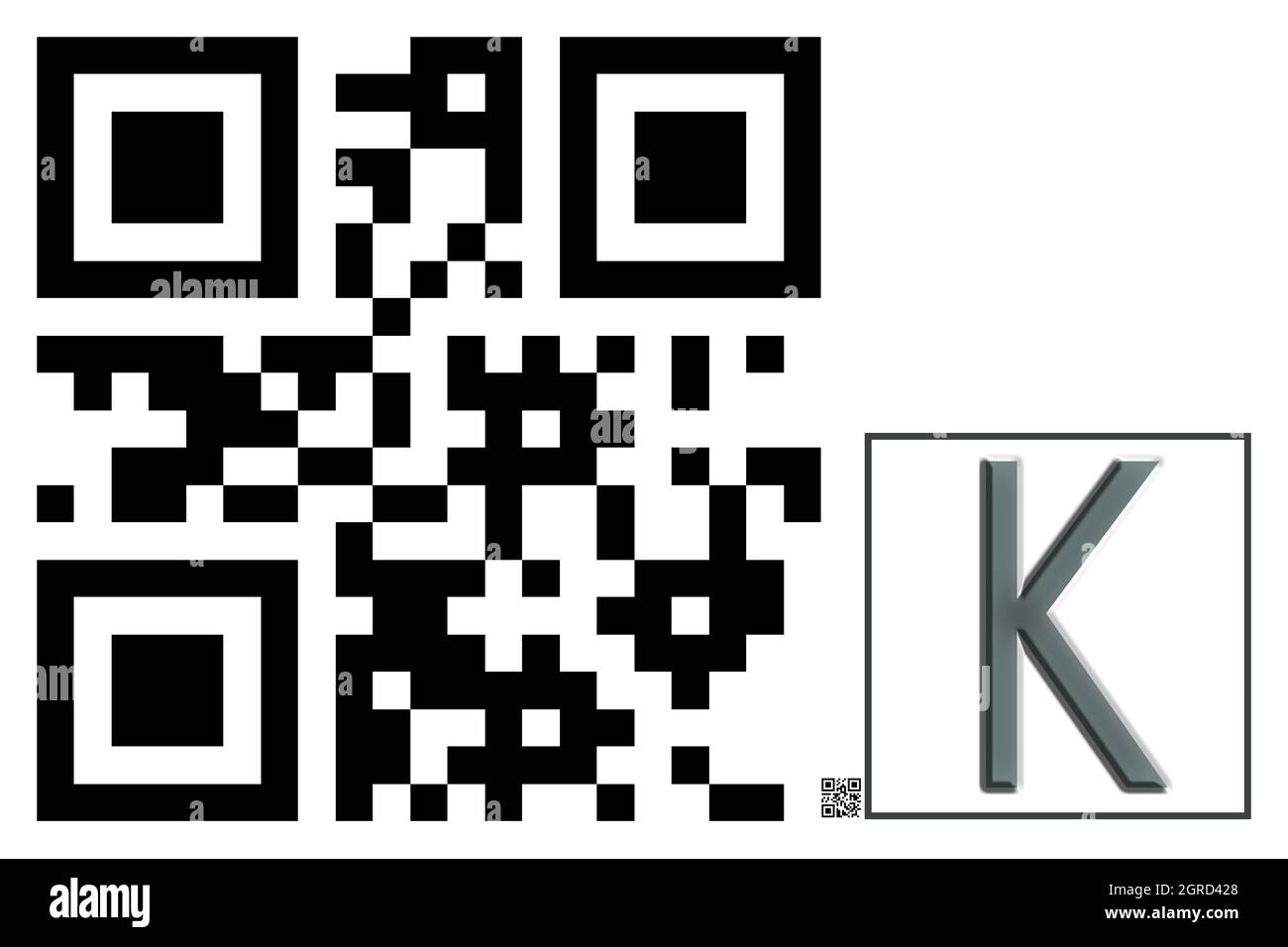 Monogramme du caractère majuscule K , code QR Banque D'Images