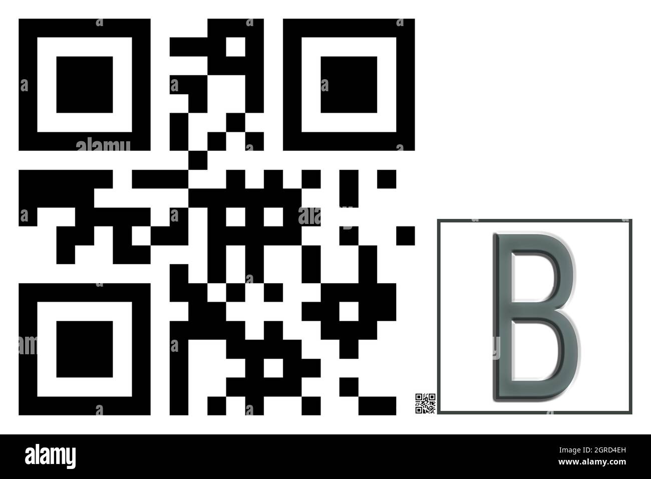 Monogramme du caractère majuscule B , code QR Banque D'Images