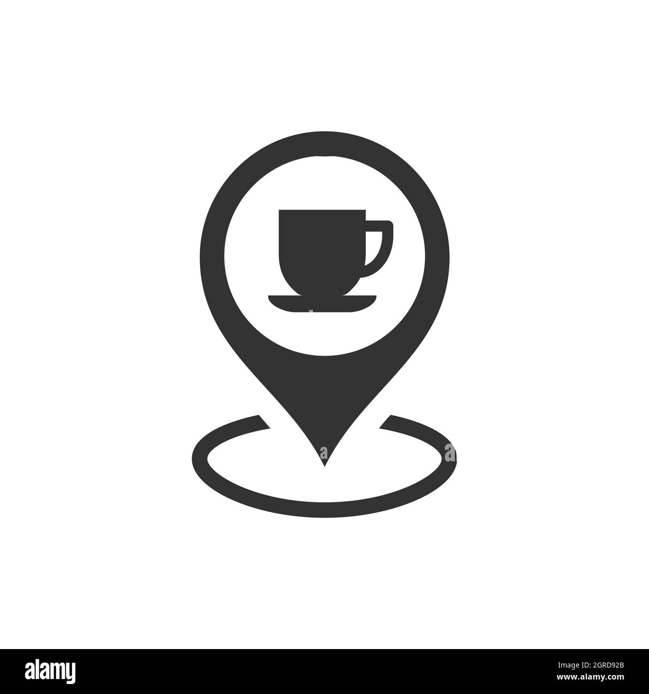 Broche de positionnement avec icône de tasse à café Illustration de Vecteur