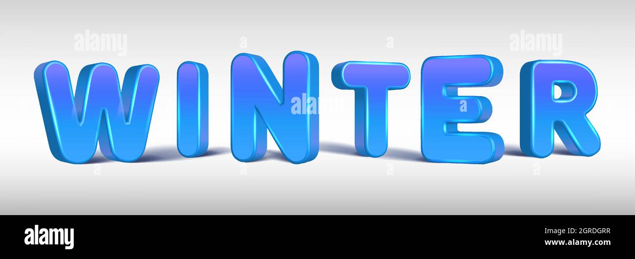 Grandes lettres 3D d'hiver bleues. Isolé Illustration de Vecteur
