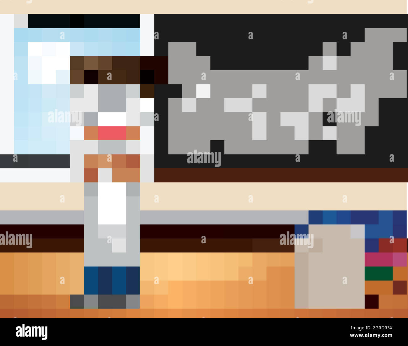 Scientifique debout devant la classe Illustration de Vecteur