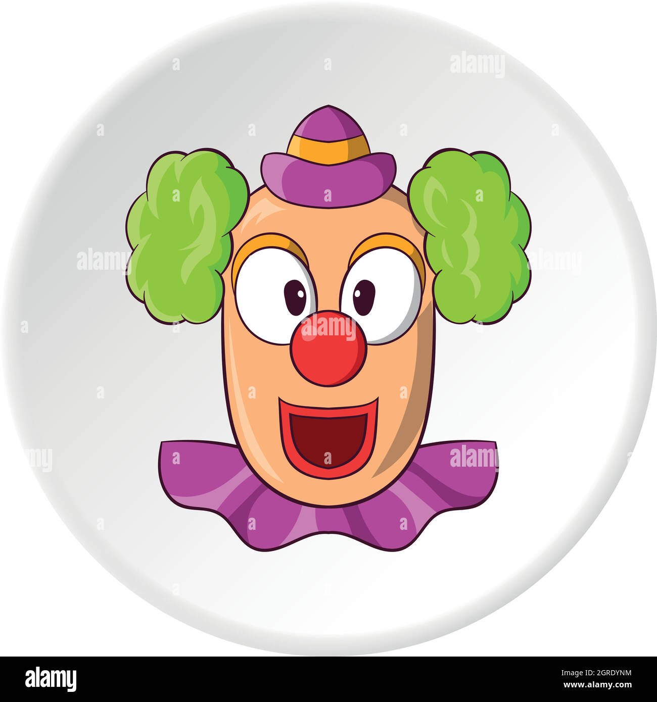Visage de clown, icône de style cartoon Illustration de Vecteur