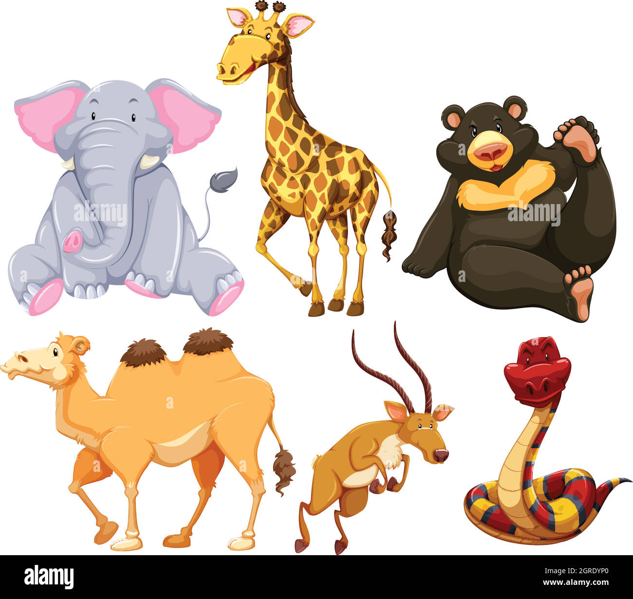 Six différents types d'animaux sauvages Illustration de Vecteur