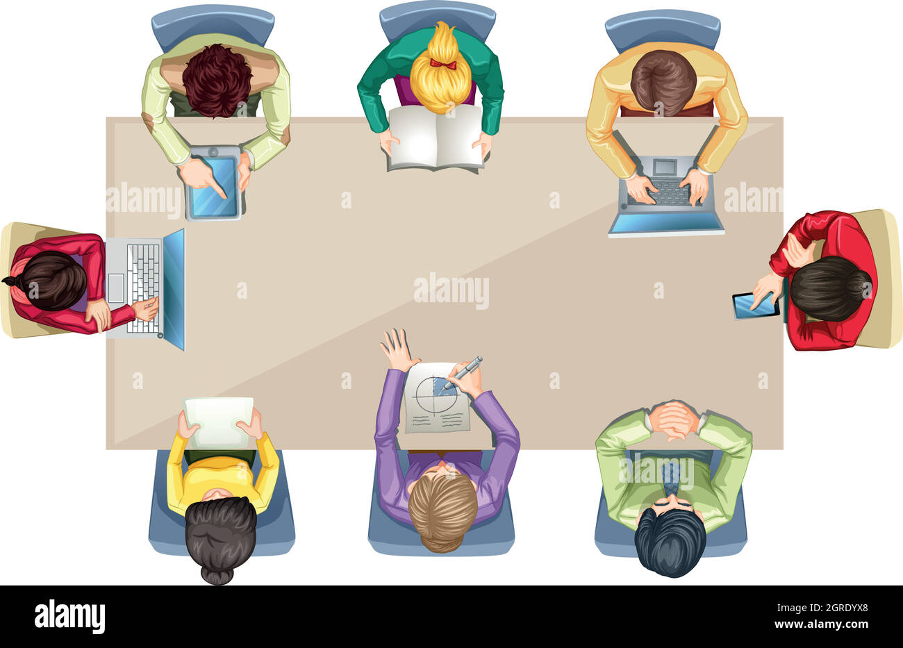 Réunions d'affaires à la table Illustration de Vecteur