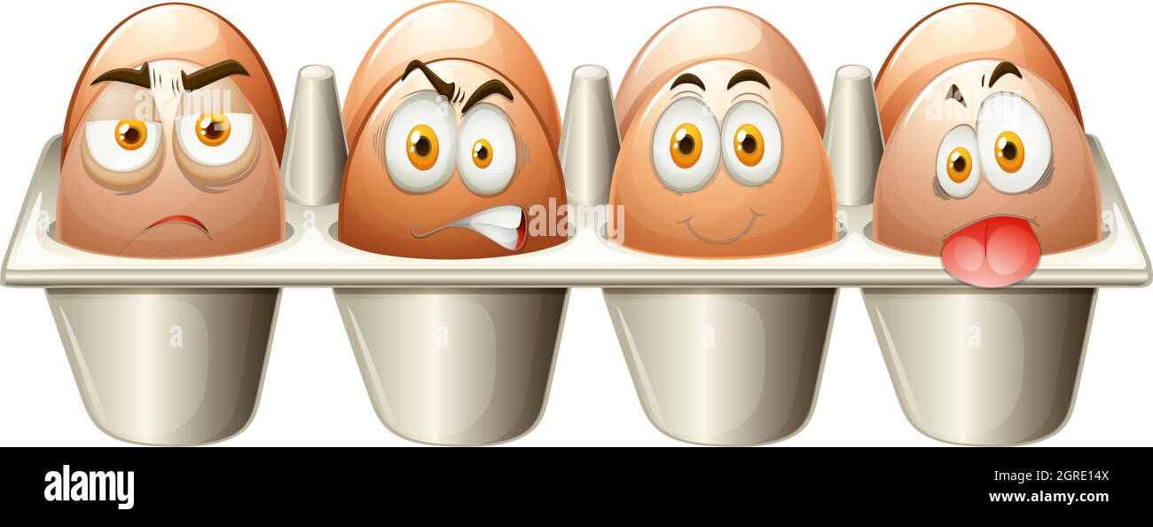 Différentes émotions oeufs dans le chariot Illustration de Vecteur