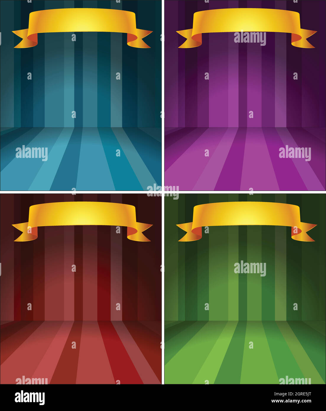 Quatre niveaux de couleurs différents avec ruban Illustration de Vecteur