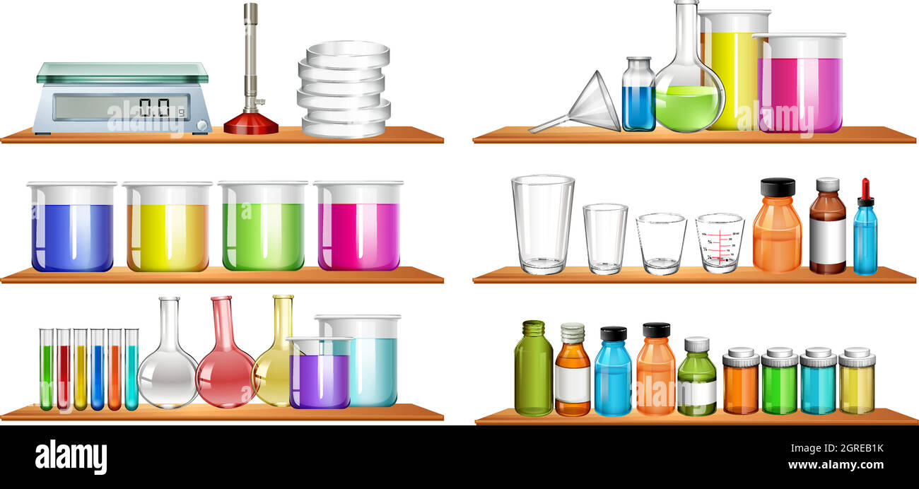 Équipements scientifiques sur le plateau Illustration de Vecteur