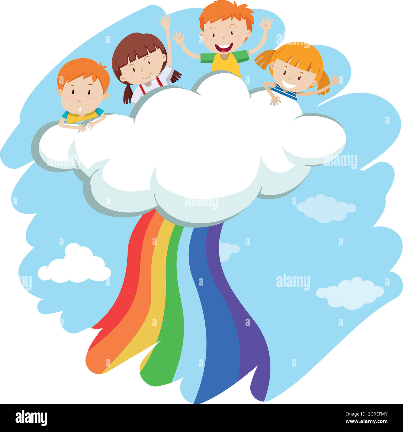 Enfants et arc-en-ciel coloré Illustration de Vecteur