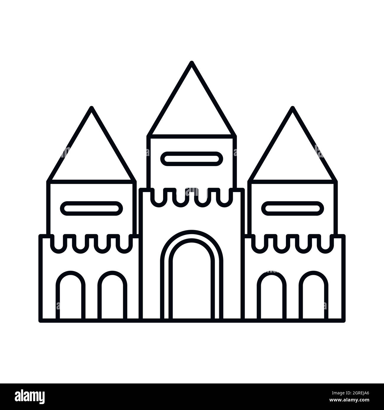 Château de conte de fées, l'icône de style contour Illustration de Vecteur