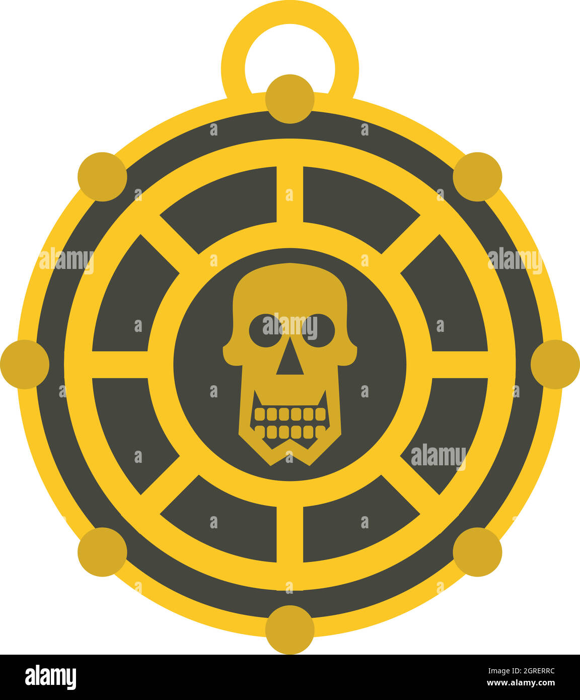 Crâne humain, icône médaillon aztèque style plat Illustration de Vecteur