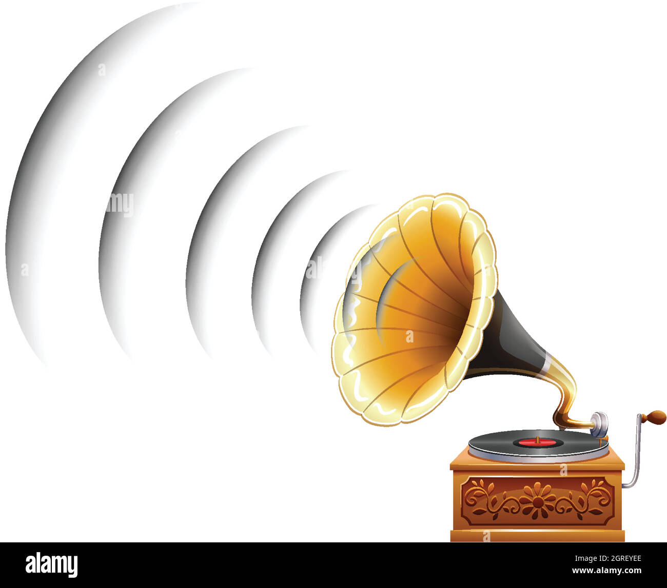 Gramophone avec icône d'onde sonore Illustration de Vecteur