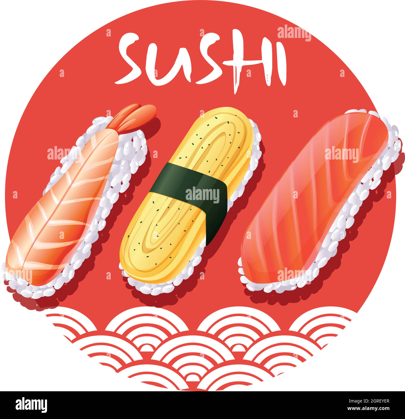 Cuisine japonaise avec petits pains à sushis Illustration de Vecteur