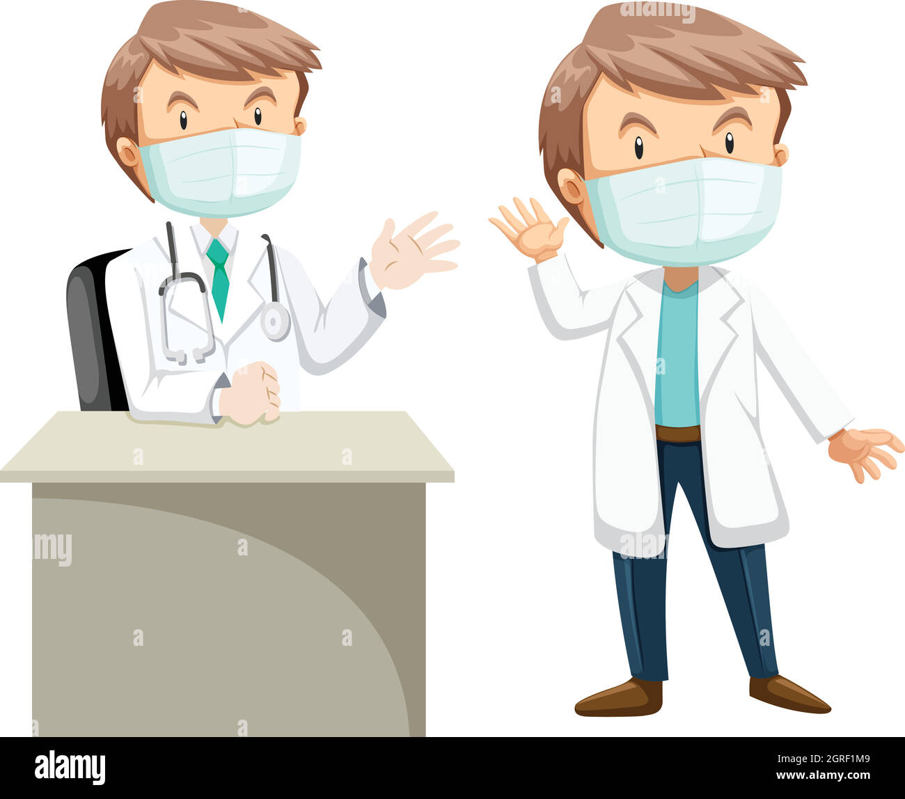 Deux médecins en robe blanche Illustration de Vecteur