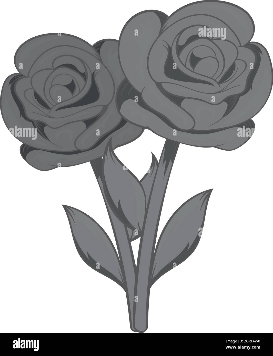 Des fleurs sur l'icône grave, style monochrome noir Illustration de Vecteur