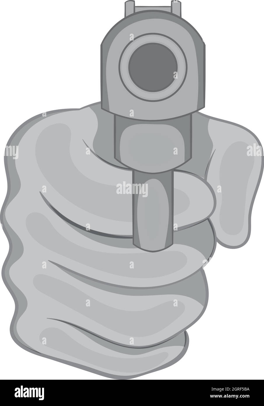 La main avec l'icône d'armes à feu, style monochrome noir Illustration de Vecteur