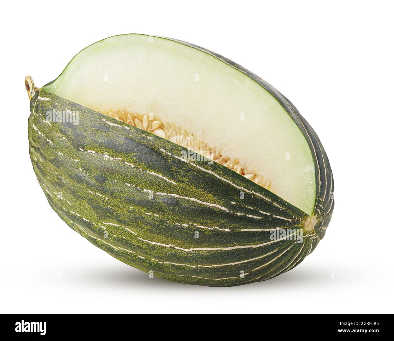 Piel de sapo3 de melon vert isolé sur fond blanc. Masque. Profondeur de champ complète. Banque D'Images