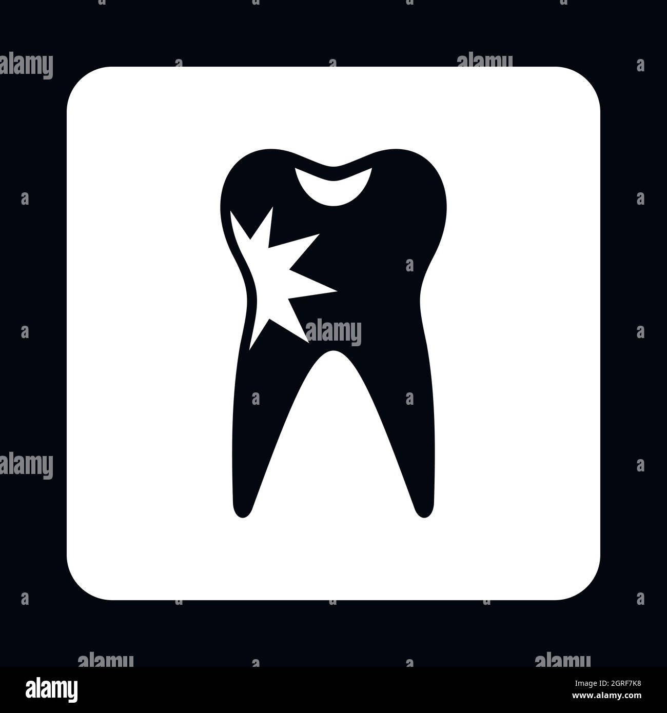 Les droits de la dent avec l'icône de la carie, le style simple Illustration de Vecteur