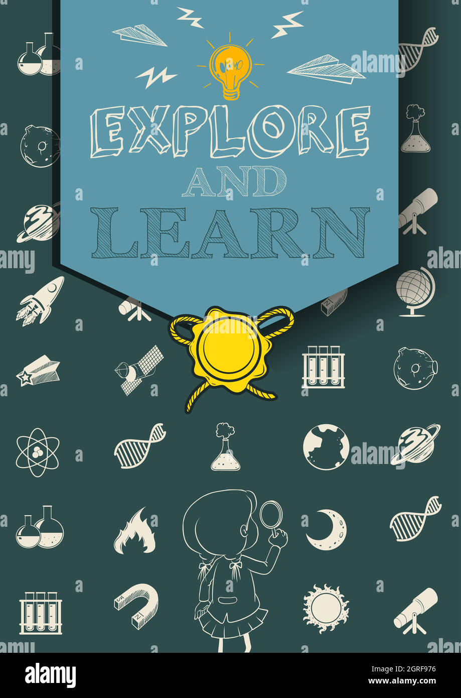 Affiche éducative avec symboles scientifiques Illustration de Vecteur