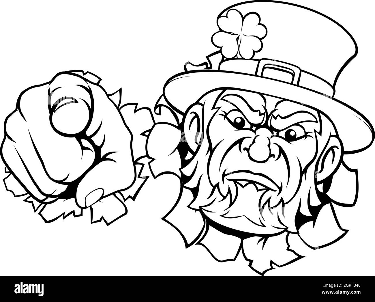 Le personnage de la mascotte de Leprechaun est pointé Illustration de Vecteur