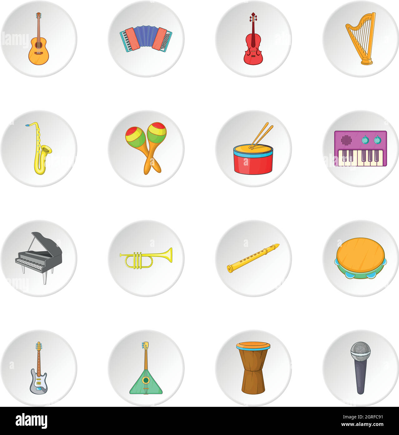 Instruments de musique, cartoon style icons set Illustration de Vecteur