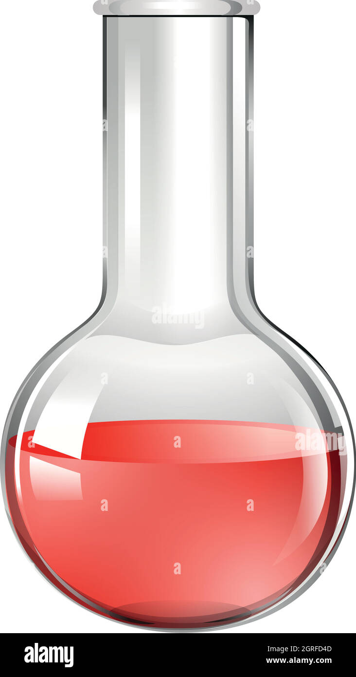 Bécher rouge pour liquide en verre Illustration de Vecteur