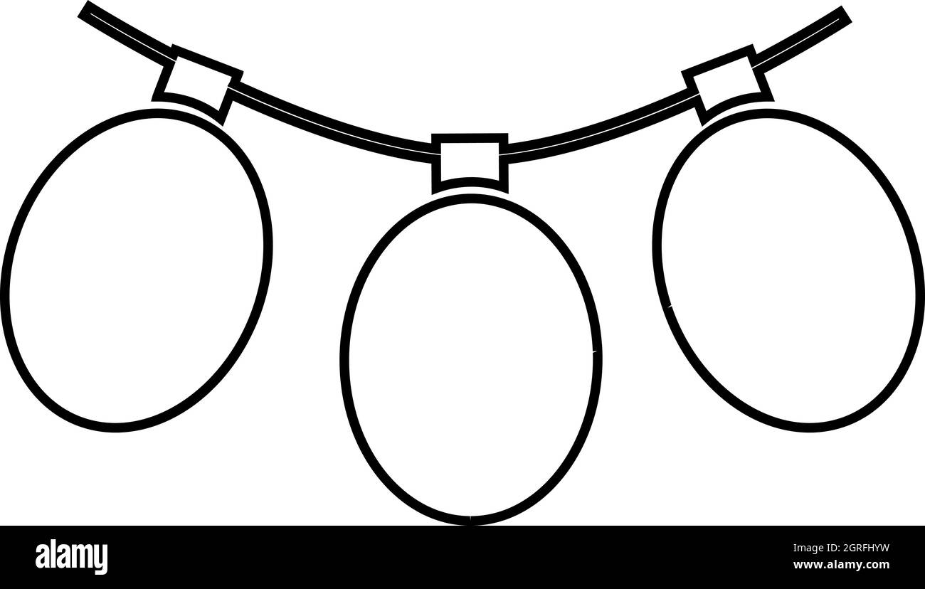 Les lumières de Noël, icône de style contour Illustration de Vecteur