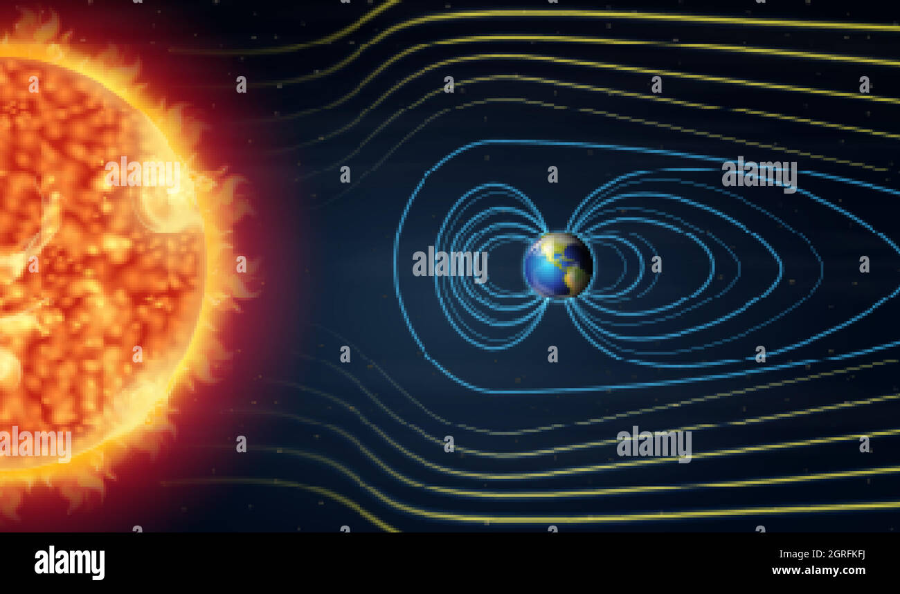 Schéma montrant la terre et le soleil dans l'espace Illustration de Vecteur