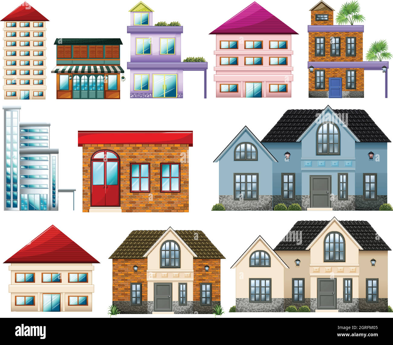 Différents bâtiments Illustration de Vecteur