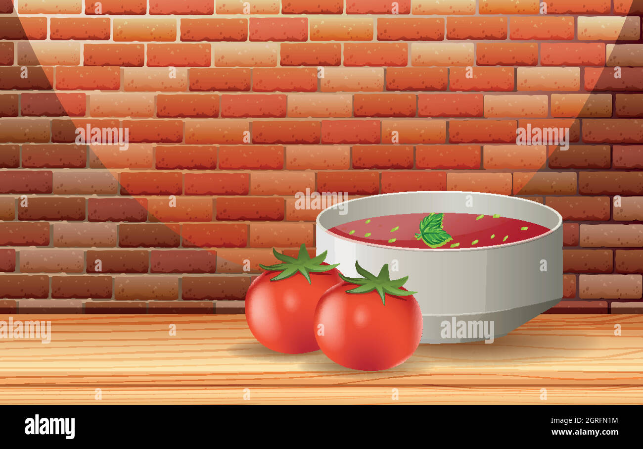 Une sauce tomate et une tomate fraîche Illustration de Vecteur