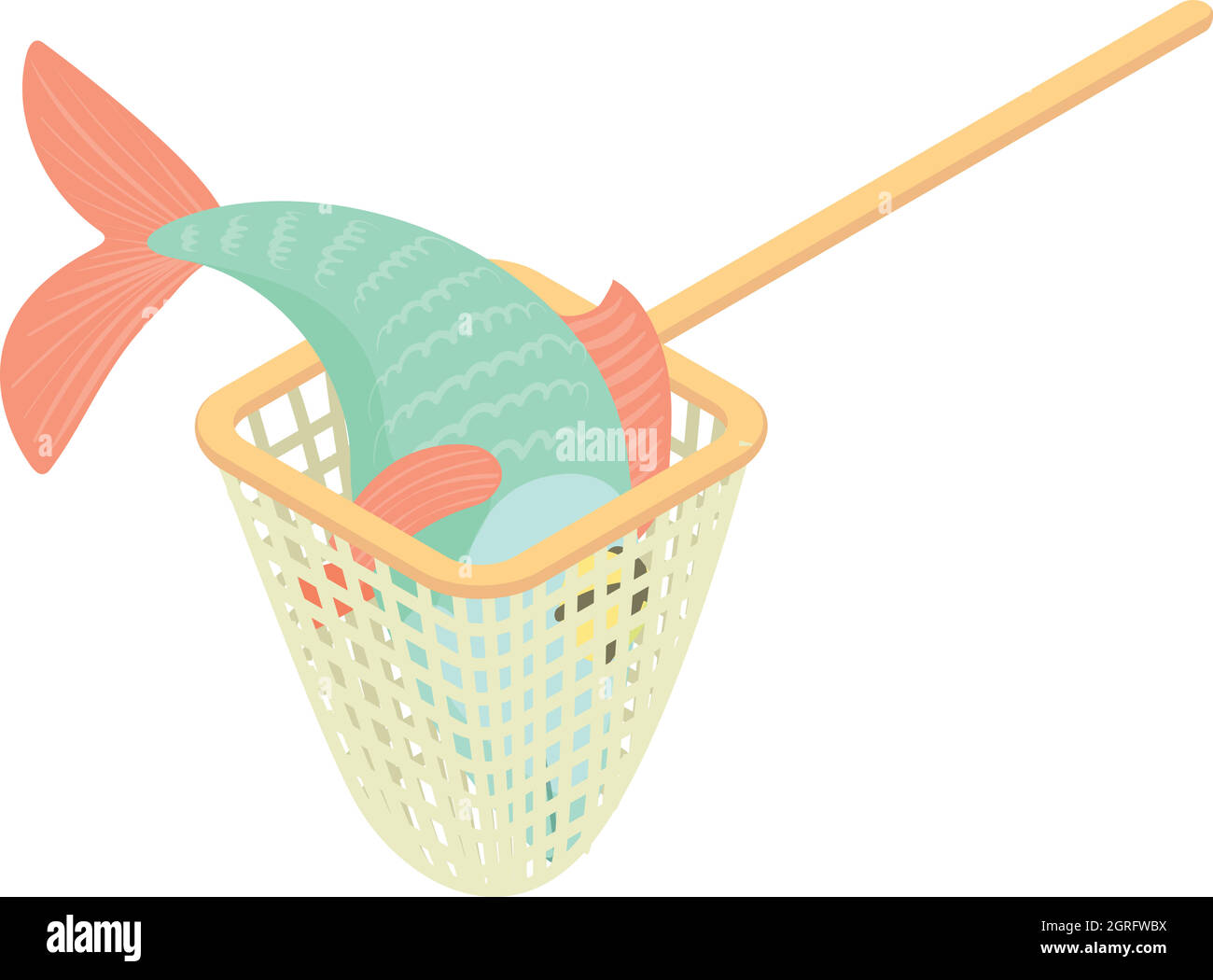 Filet de pêche, l'icône de style cartoon Illustration de Vecteur